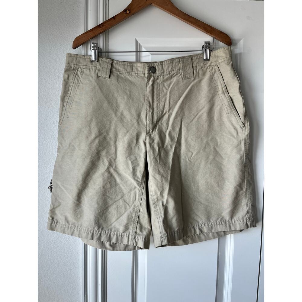 Columbia Mens 36 Khaki Cargo / Utility / Outdoor / Hiking Shorts w/ Zip Pockets